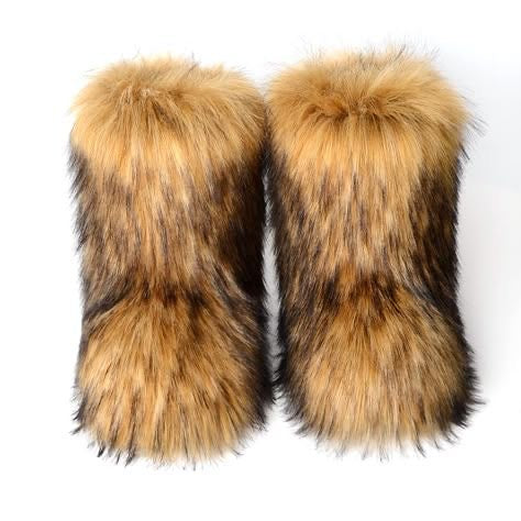 Furry black/brown - Boots